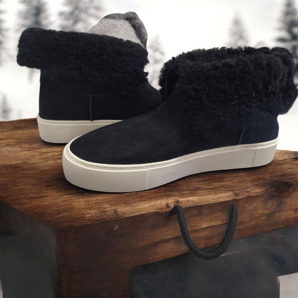 UGG Black Suede Fur-Lined Boots